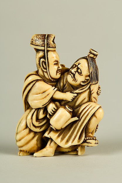 Netsuke of Two Male Figures 19th cent, Poster Print