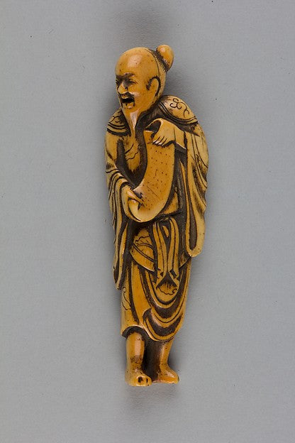 Netsuke of Man Holding a Scroll 19th cent,16x12"(A3) Poster