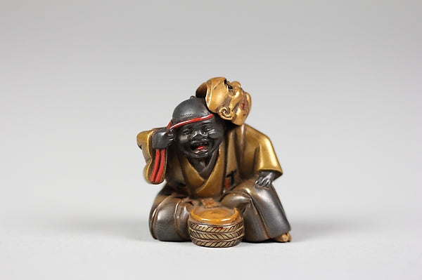 Netsuke of Boy with a Mask 19th cent, Poster Print Wall Art