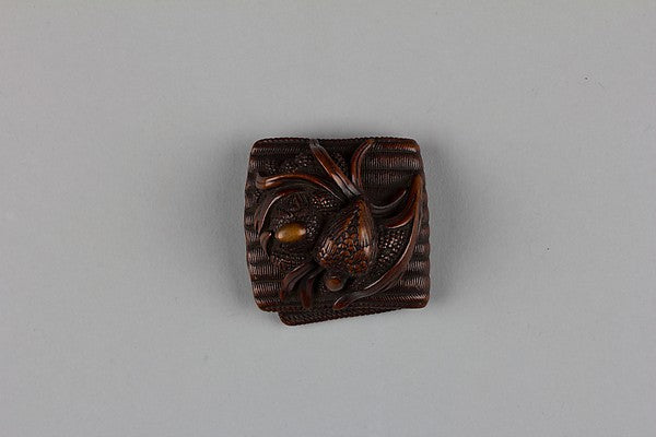 Netsuke of Quail on a Nest of Millet on Matting 19th cent, Poster Print Wall Art