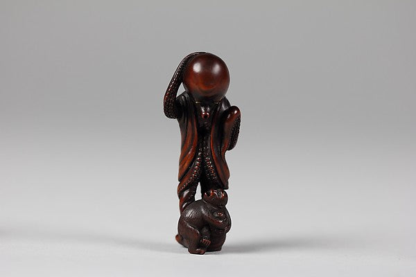 Netsuke of Octopus and Monkey 19th cent, Poster Print Wall Art