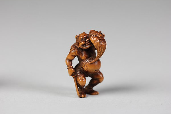 Netsuke of Demon with a Mask 18th cent, Poster Print Wall Art