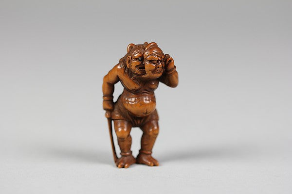 Netsuke of Demon with a Mask 19th cent, Poster Print Wall Art