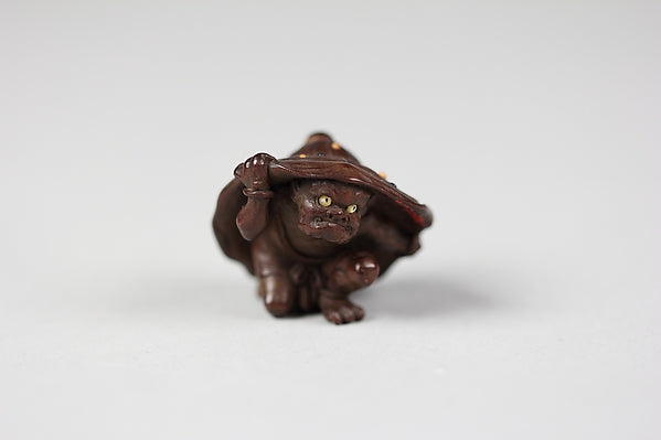 Netsuke of Demon under a Lotus 19th cent, Poster Print Wall Art