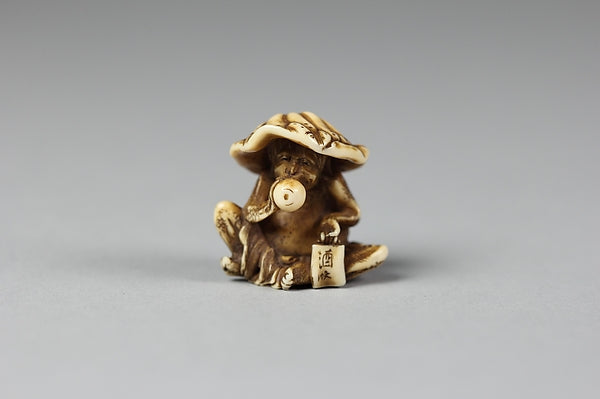 Netsuke of Monkey with Lotus Leaf Hat 19th cent, Poster Print