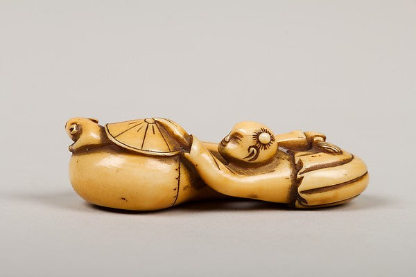Netsuke of Boy Catching a Mouse in a Gourd 19th cent, Poster Print