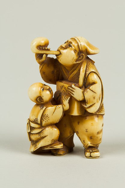 Netsuke of Man and Child 18th cent, Poster Print