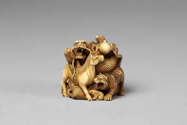 Netsuke of Group of Animals 18th cent, Poster Print