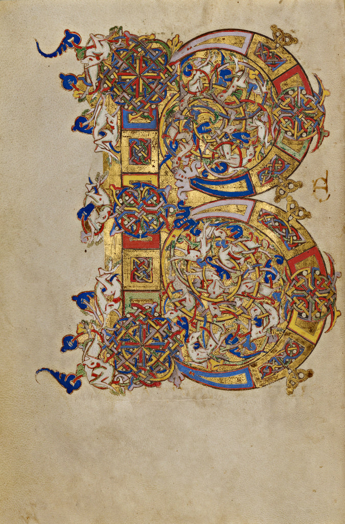 Unknown:Inhabited Initial B, Poster Print Wall Art