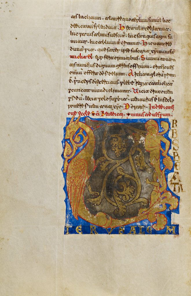 Unknown:Inhabited Initial U, Poster Print Wall Art