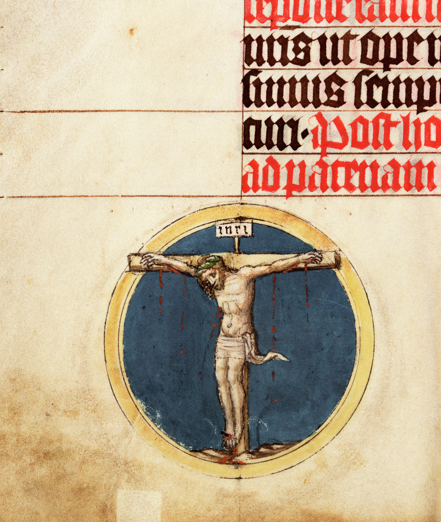 Master Michael:Small roundel with the crucified Christ, Poster Print Wall Art
