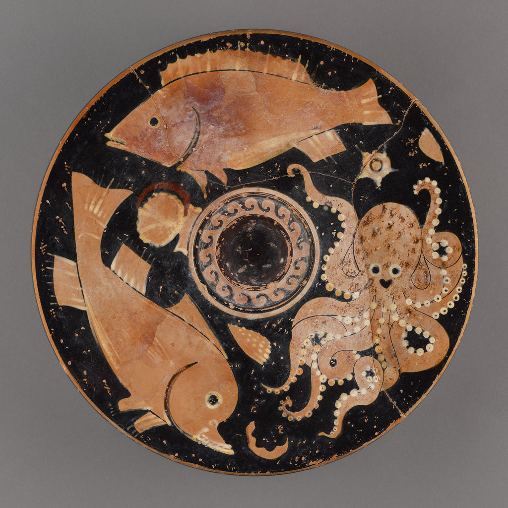 Binningen PainterAttributed to the:Paestan Red-Figure Fish P, Poster Print Wall Art