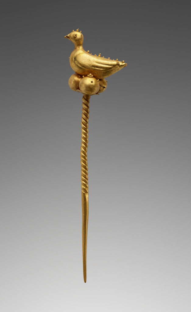 Unknown:Pin with a Finial Shaped as a Dove Sitting on Pomegr, Poster Print Wall Art