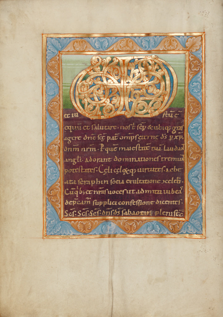 Unknown:Decorated Incipit Page with Vere Dignum Monogram, Poster Print Wall Art