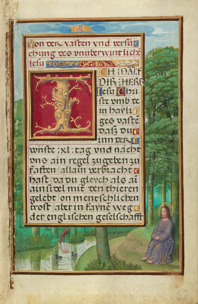 Simon Bening:Border with Christ in the Wilderness, Poster Print Wall Art