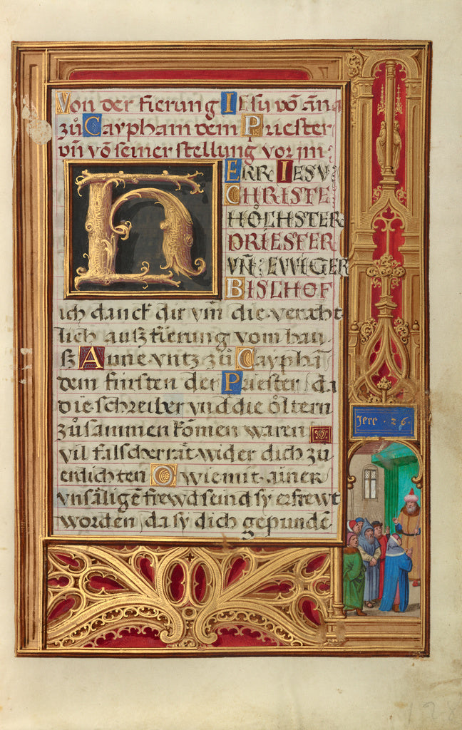 Simon Bening:Border with Jeremiah before Johoiakim, Poster Print Wall Art