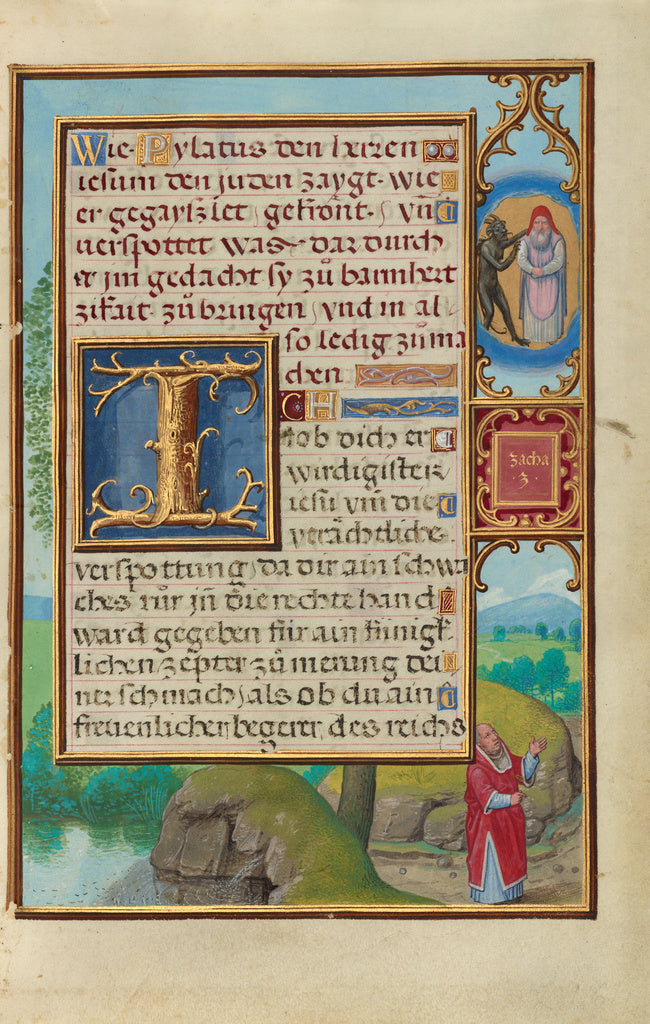 Simon Bening:Border with Zechariah's Vision of the High Prie, Poster Print Wall Art