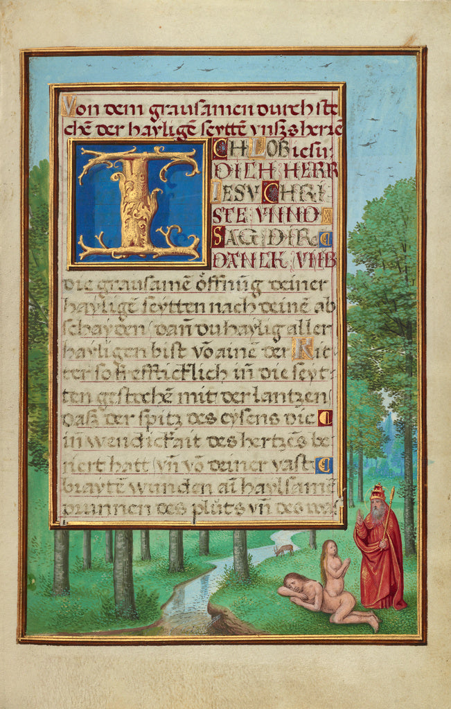 Simon Bening:Border with the Creation of Eve, Poster Print Wall Art