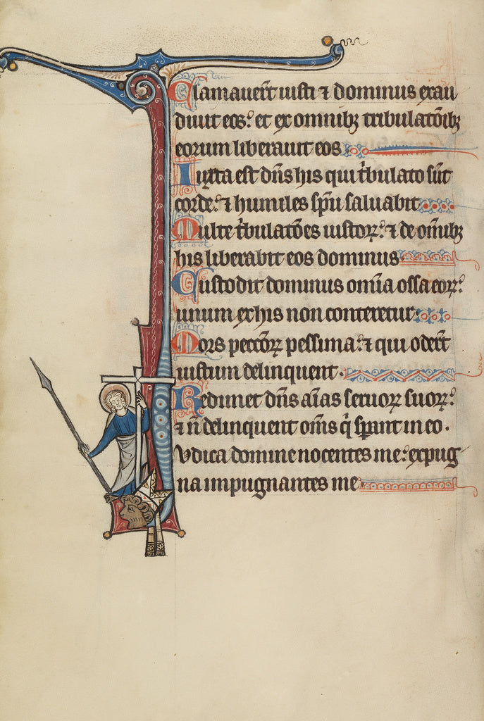 Bute Master:Initial I: Christ Holding a Cross and a Lance, Poster Print Wall Art