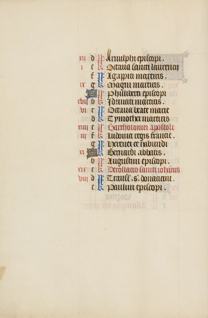 Unknown:August Calendar Page continued, Poster Print Wall Art