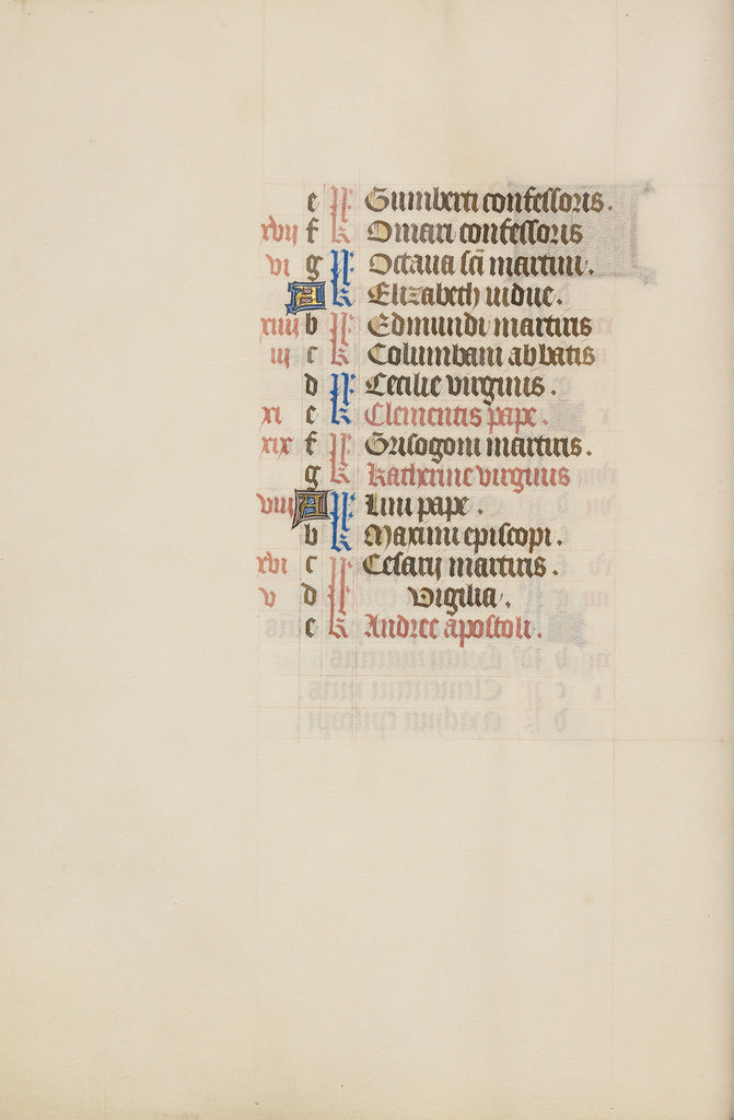 Unknown:November Calendar Page continued, Poster Print Wall Art