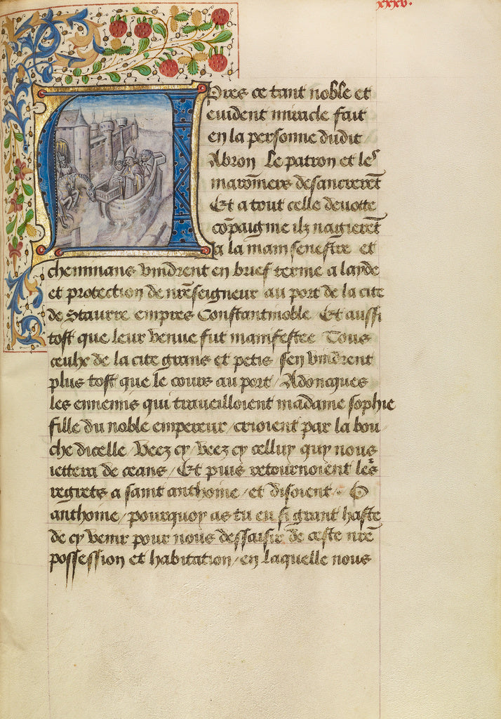 Master of the Brussels Romuléon or workshop:Initial A: Arri, Poster Print Wall Art
