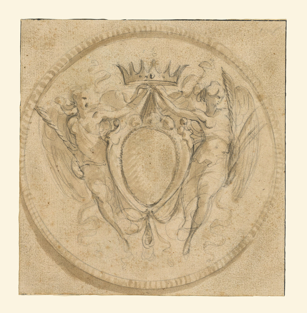 Giuseppe Cades:Coat of Arms of the Rezzonico Family, capped , Poster Print Wall Art