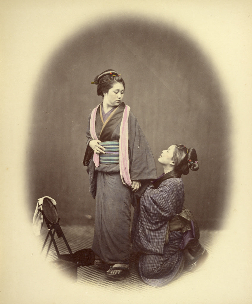 Felice Beato:Putting on the Obi, or Gridle, Poster Print Wall Art
