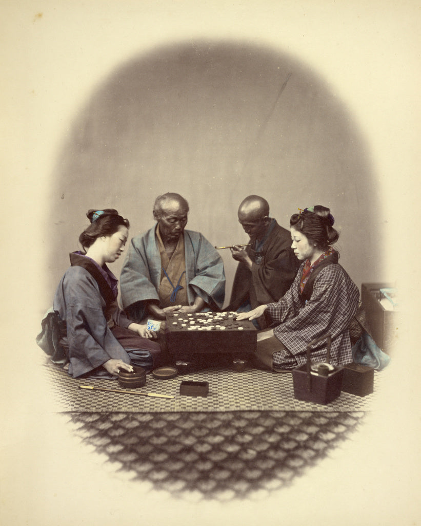 Felice Beato:Japanese Playing Goobun, Poster Print Wall Art