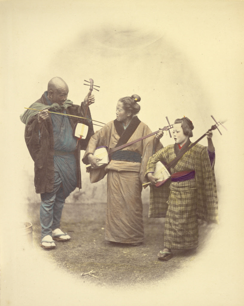 Felice Beato:Street Musicians, Poster Print Wall Art