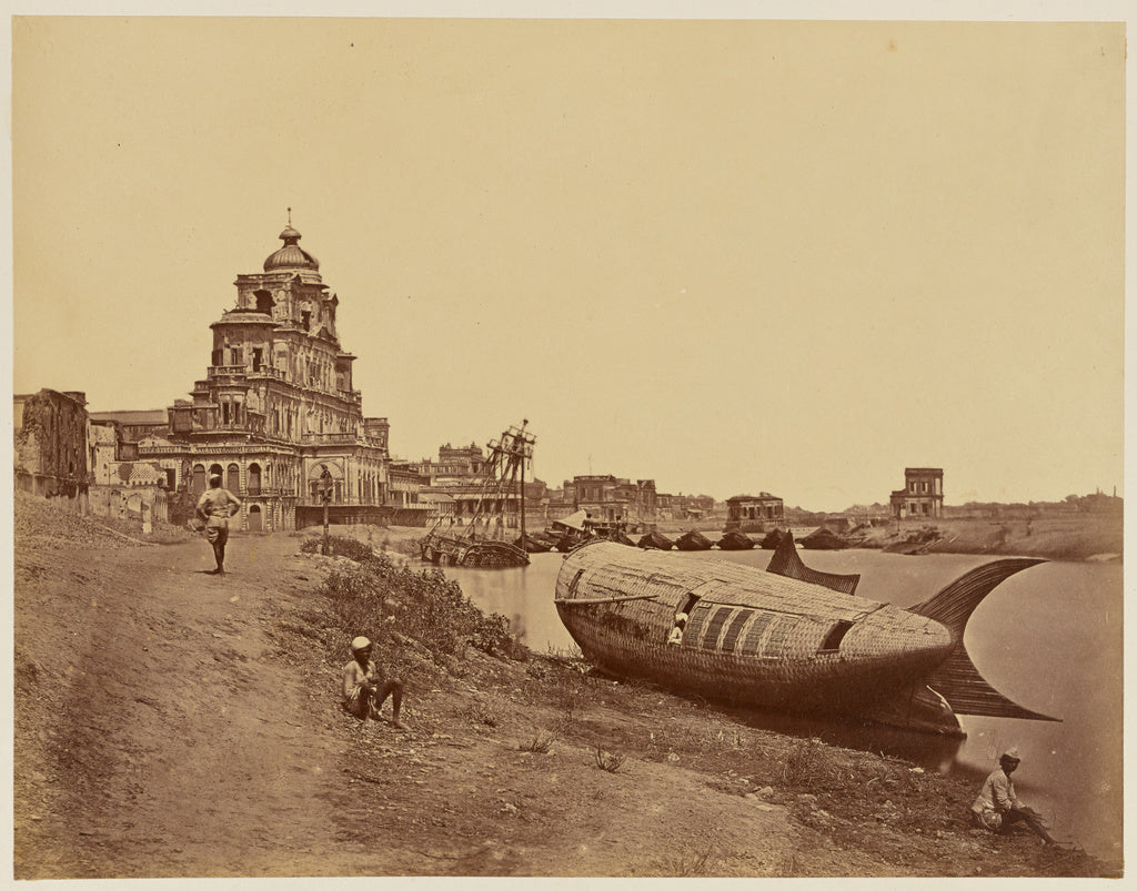 Felice Beato:[Chutter Manzil Palace, with the King's Boat in, Poster Print Wall Art