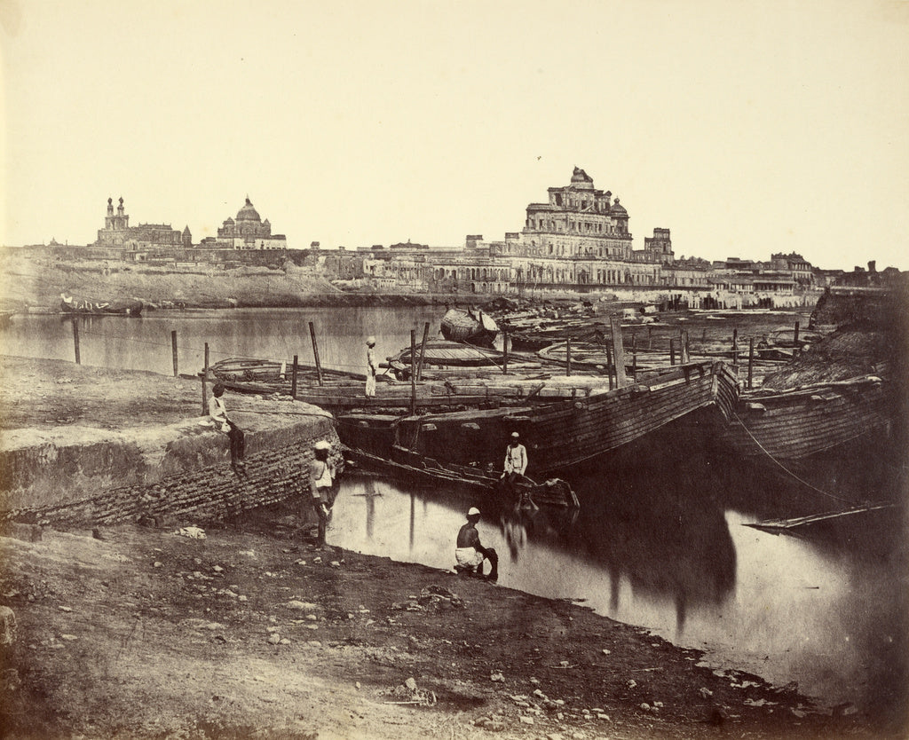 Felice Beato:[The Bridge of Boats Over the Gomti River Near , Poster Print Wall Art