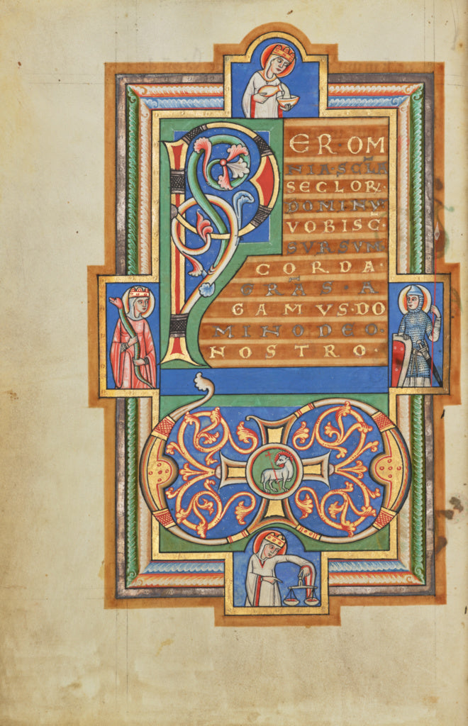 Unknown:Decorated Text Page with a VD Monogram, Poster Print Wall Art