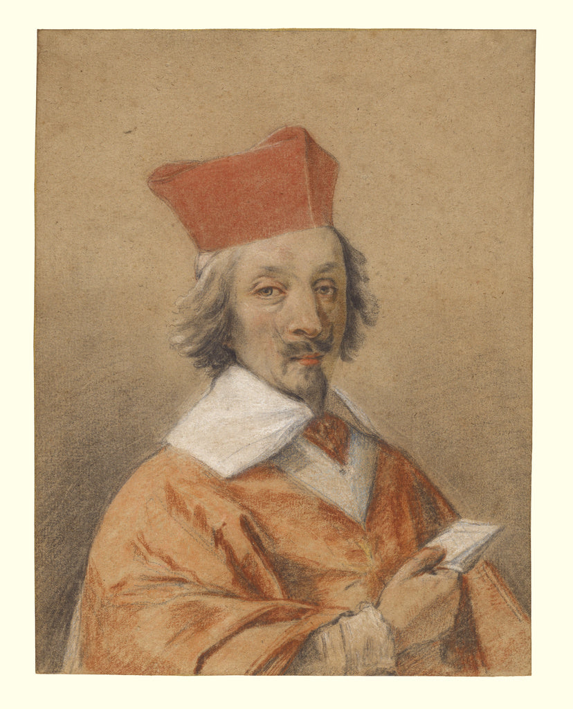 Simon Vouet:Portrait of Armand-Jean du Plessis, Cardinal de , Poster Print Wall Art