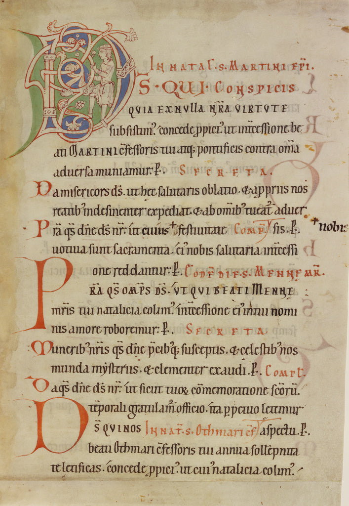 Unknown:Leaf from a Sacramentary, Poster Print Wall Art
