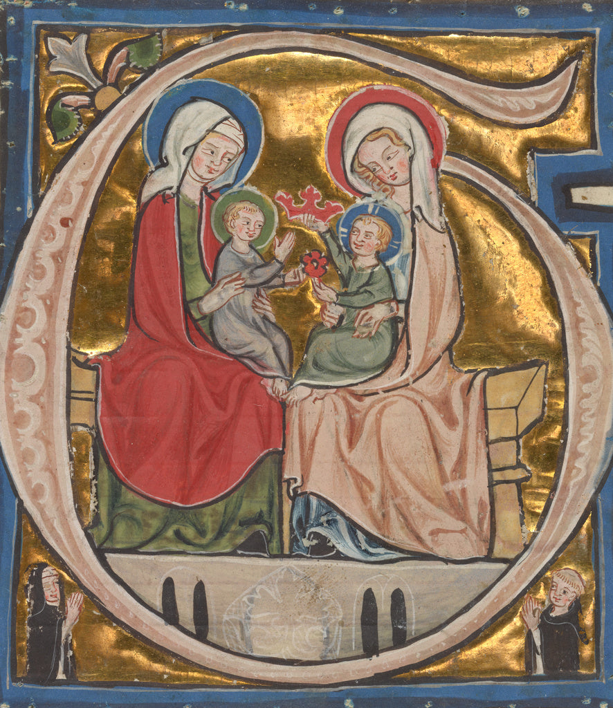 Unknown:Initial G: The Virgin, Saint Elizabeth, and the Infa, Poster Print Wall Art
