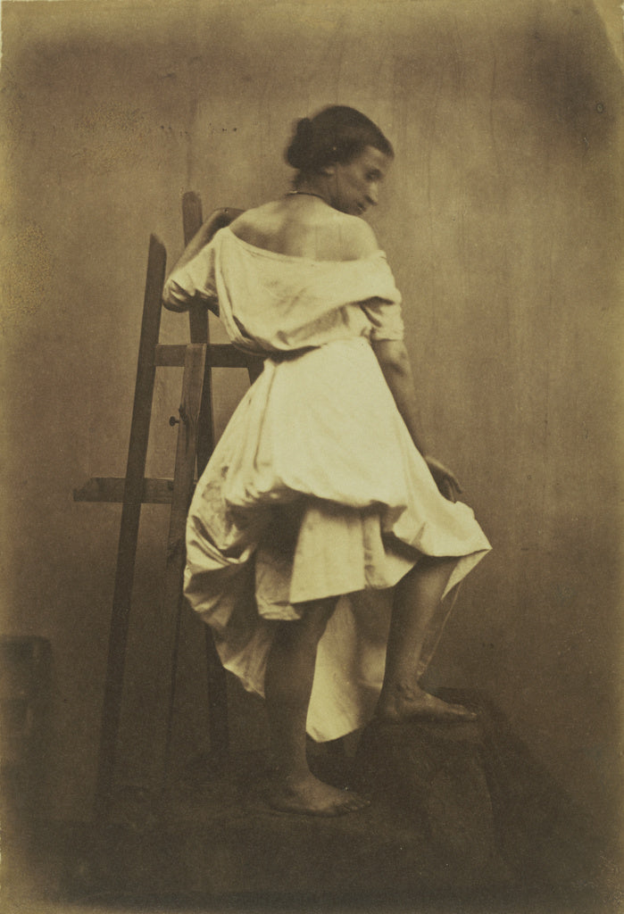 Franck Chavassaigne:Model in White Dress with Easel, Poster Print Wall Art