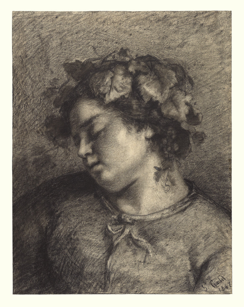 Gustave Courbet:Head of a Sleeping Bacchante, Poster Print Wall Art