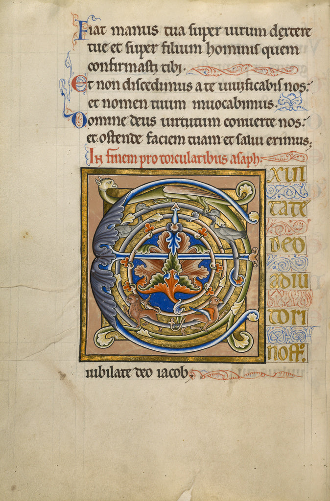 Master of the Ingeborg Psalter:Decorated Initial E, Poster Print Wall Art