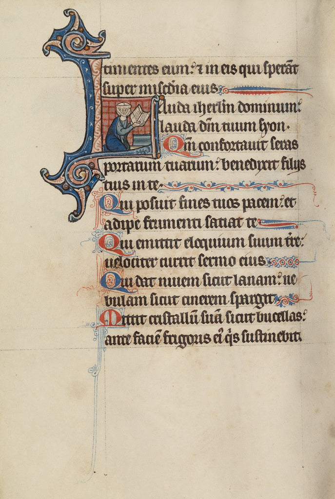 Bute Master:Initial L: A Woman Praying with a Book, Poster Print Wall Art