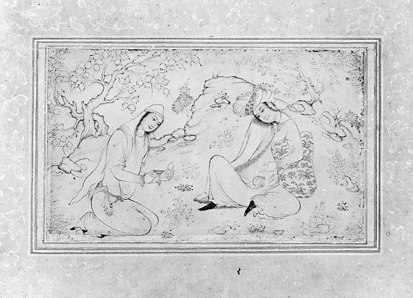 :Young Man and Woman in a Landscape first half 17th century-16x12"(A3) Poster