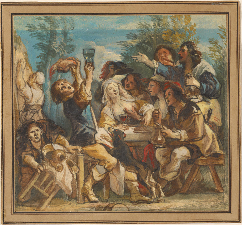Jacob Jordaens:A Merry Company, Poster Print Wall Art