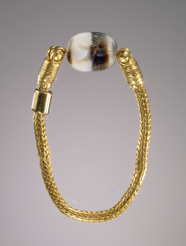 Unknown:Engraved scaraboid gem set into a swivel ring, Poster Print Wall Art