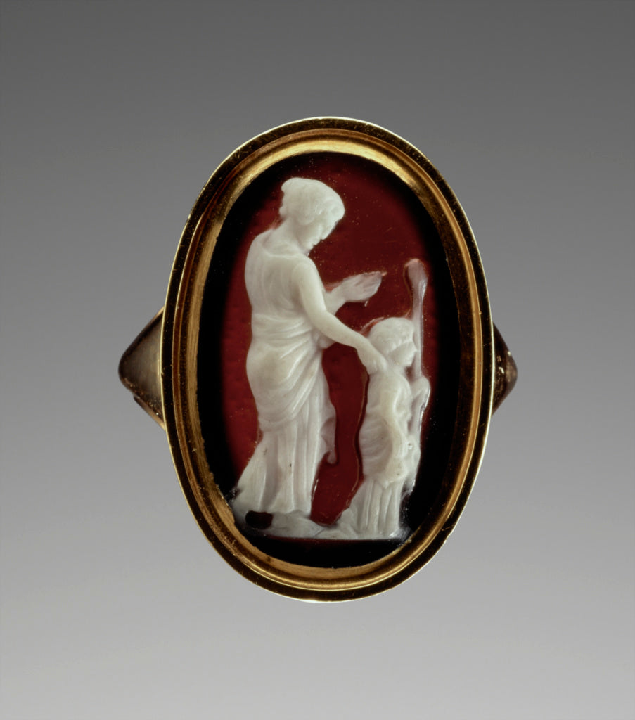 Unknown:Cameo set in a modern ring, Poster Print Wall Art