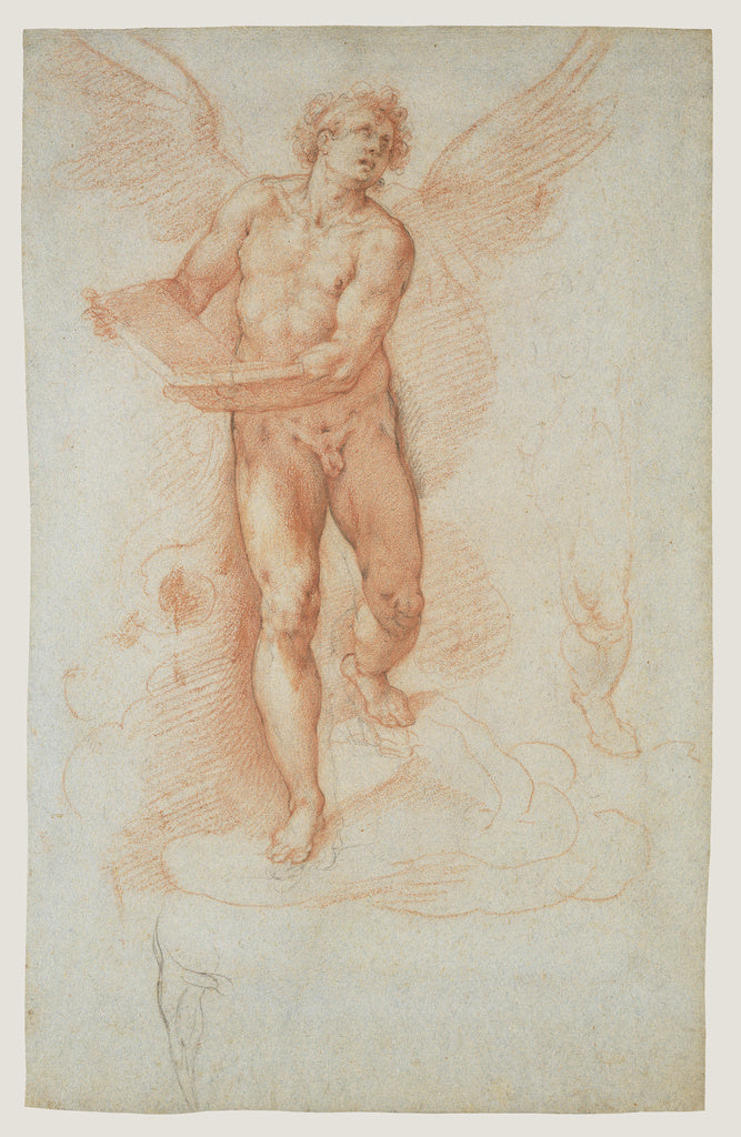 Cristoforo Roncalli :An Angel Holding a Book (recto); Three , Poster Print Wall Art