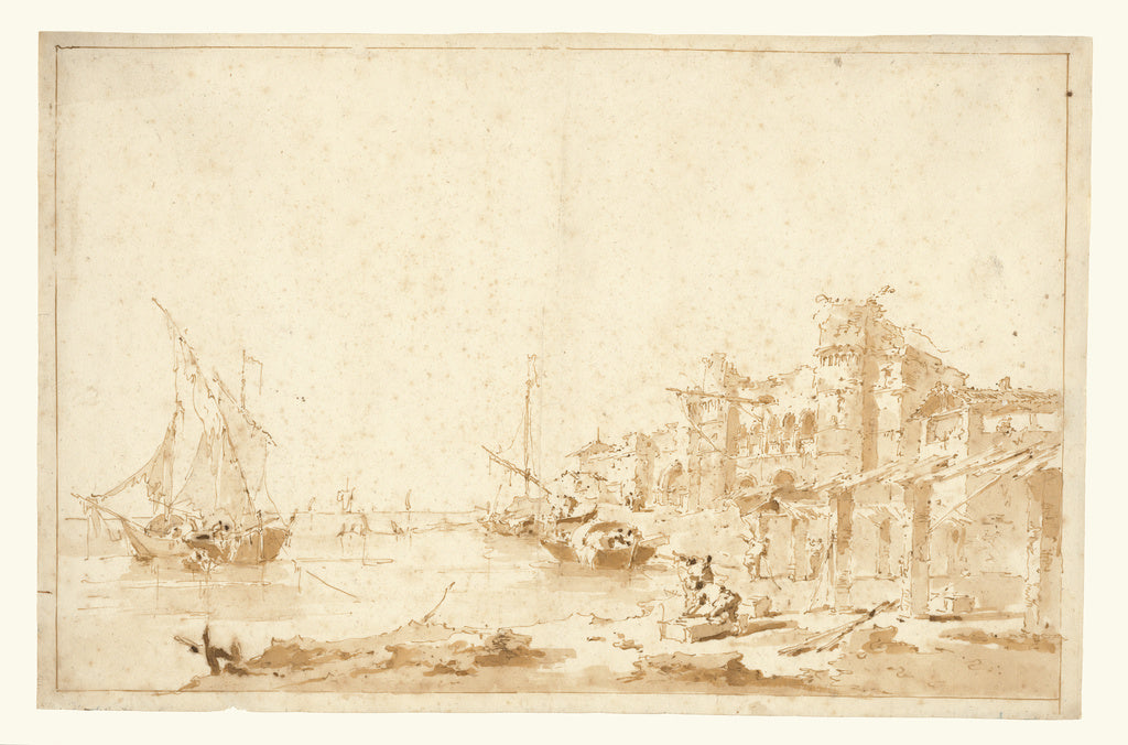 Francesco Guardi:An Imaginary View of a Venetian Lagoon, wit, Poster Print Wall Art