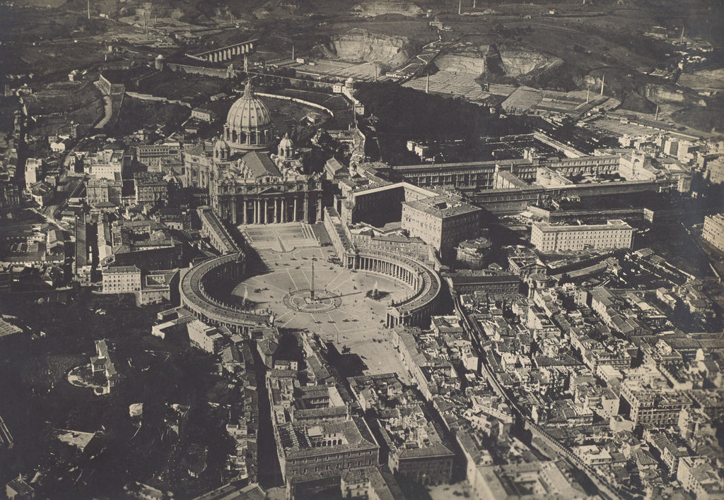 Fédèle Azari:[Aerial shot of St. Peter's Basilica, the Vat, Poster Print Wall Art
