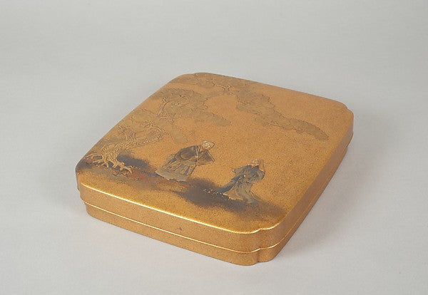 Writing Box with Design of Elderly Couple under Pine from the, Poster Print Wall Art