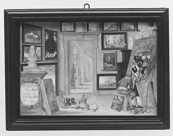 Monogrammist FA:An Artist Painting a Heraldic Shield in a Ca-16x12"(A3) Poster