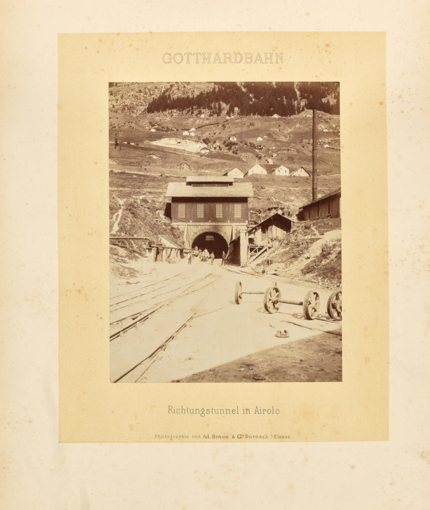 Adolphe Braun & Cie:Gotthardbahn: Richtungstunnel in Airolo, Poster Print Wall Art